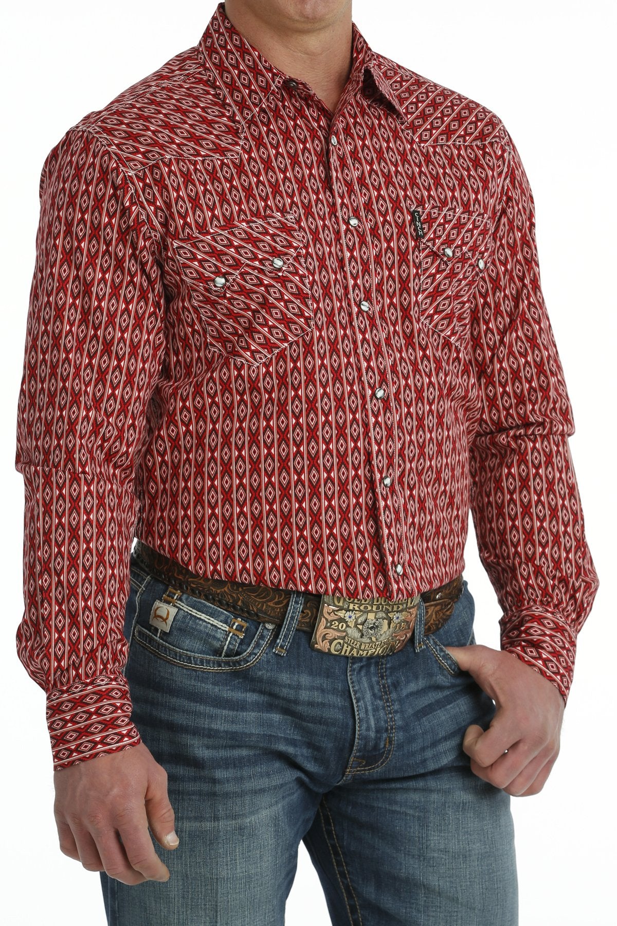 Cinch Men's Modern Fit Red Aztec Western Snap Shirt – Branded Country Wear