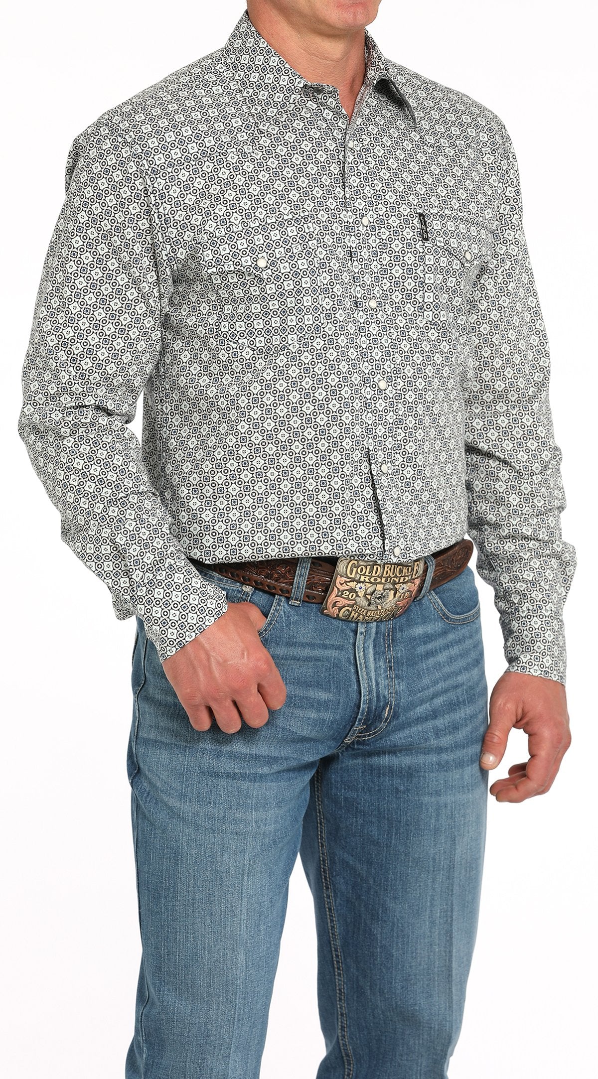 Cinch Men's L/S Modern Fit Multicolored Geometric Print Western Snap Shirt