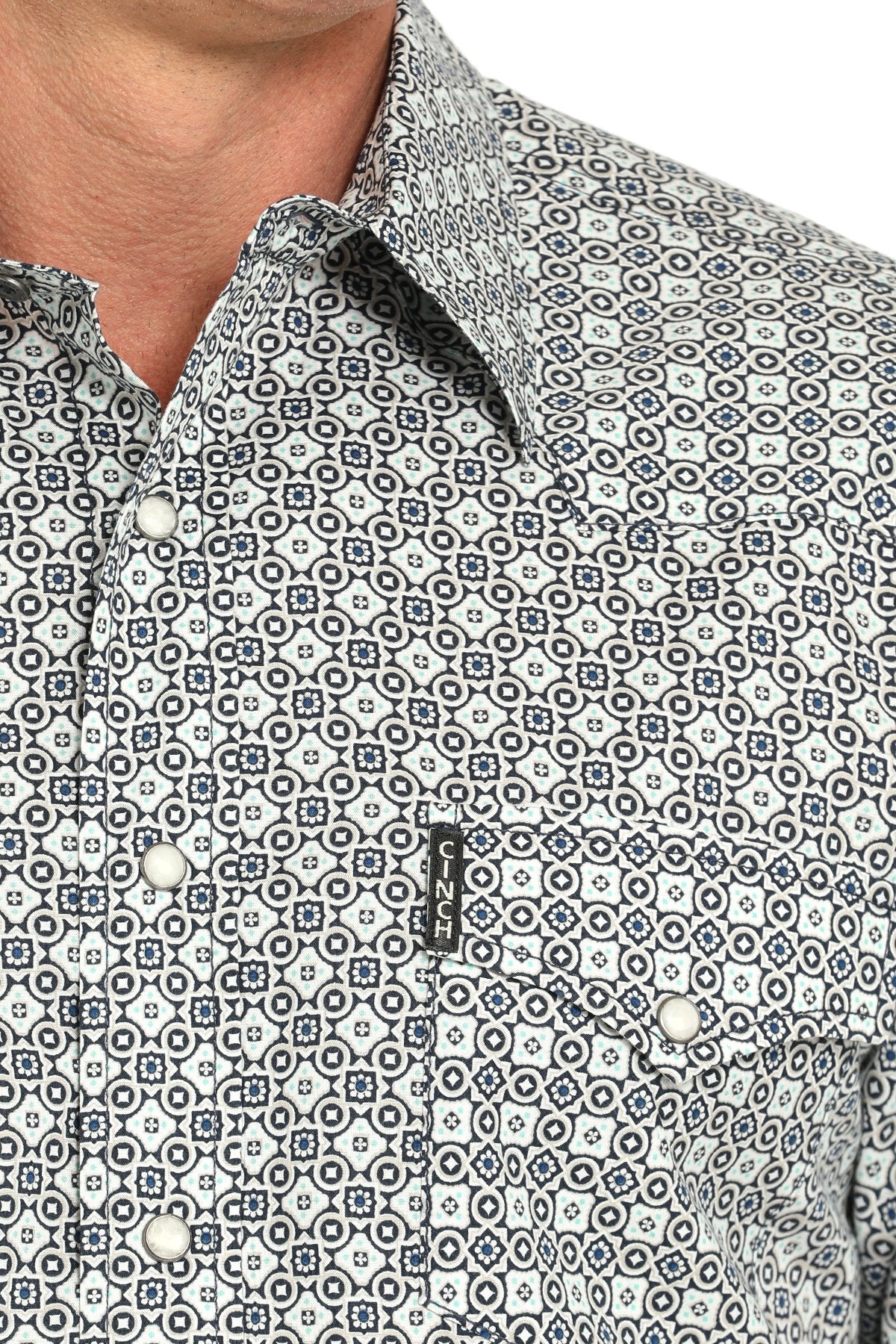 Cinch Men's L/S Modern Fit Multicolored Geometric Print Western Snap Shirt