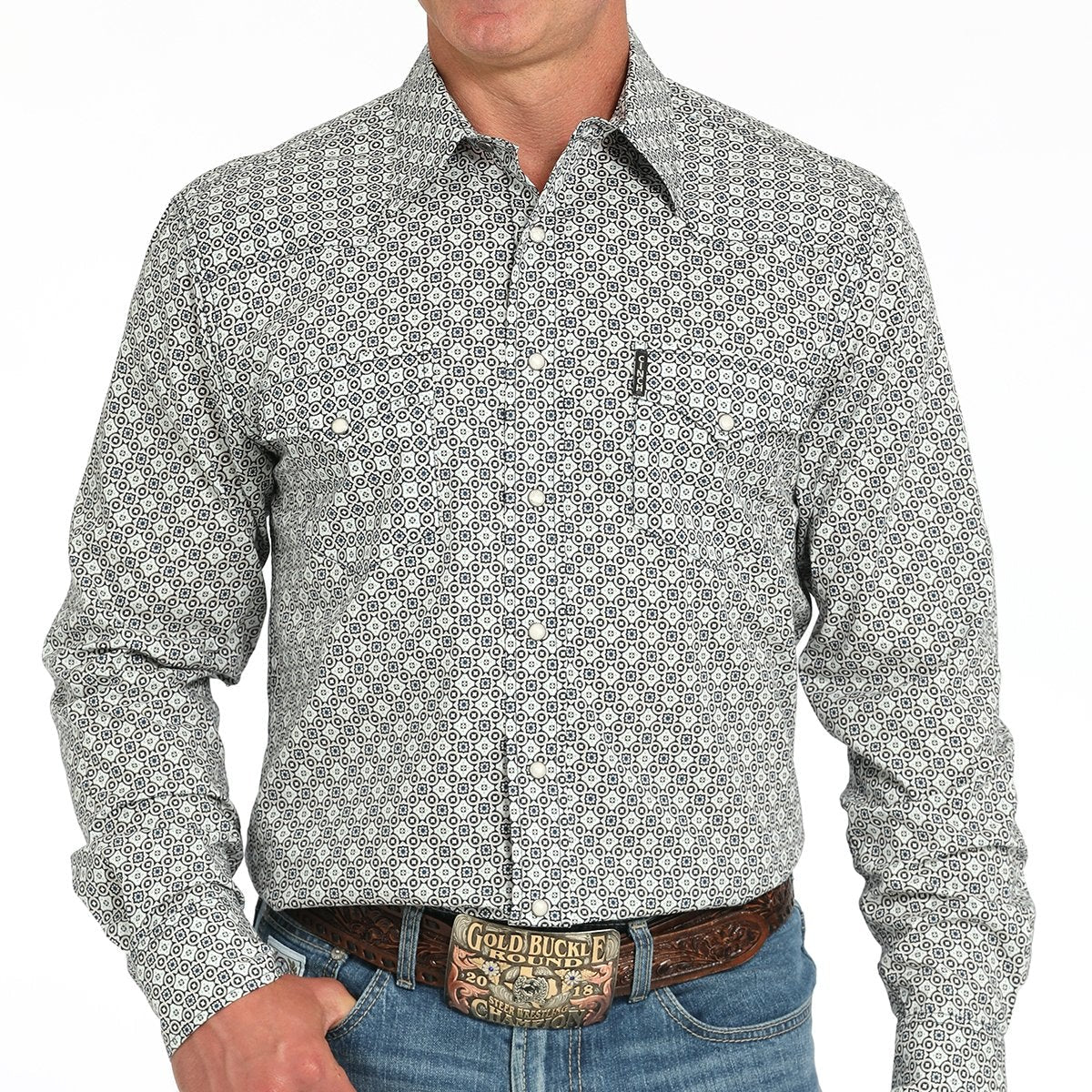 Cinch Men's L/S Modern Fit Multicolored Geometric Print Western Snap Shirt