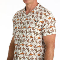 Cinch Men's Short Sleeve Bronc-A-Saurus Camp Shirt in Cream