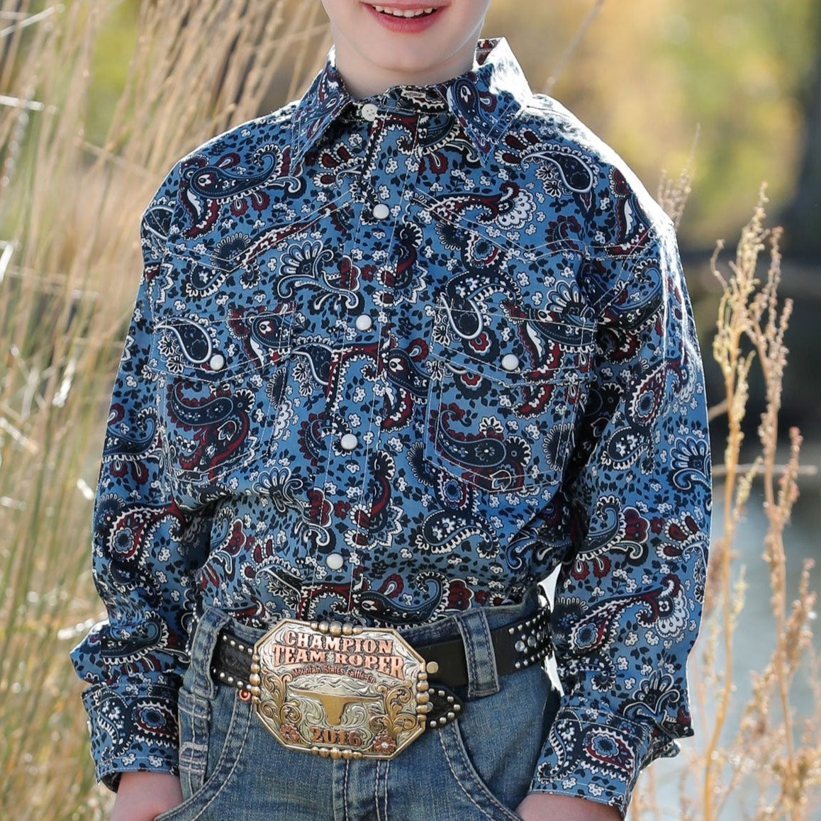 Cinch Boy\'s Paisley Print Long Sleeve Western Shirt – Branded Country Wear