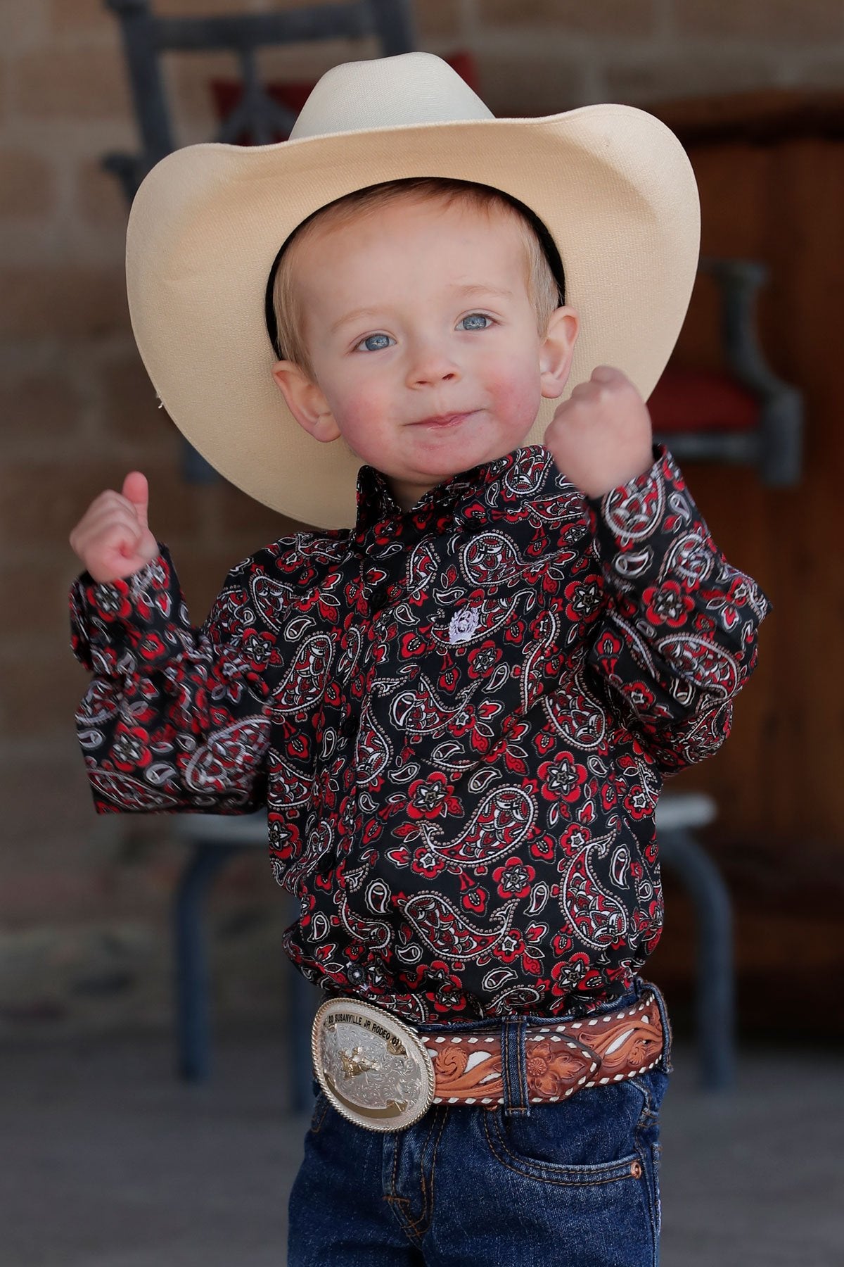 Cinch Baby Toddler Boy s Classic Fit Long Sleeve Black Paisley Button Down Western Shirt