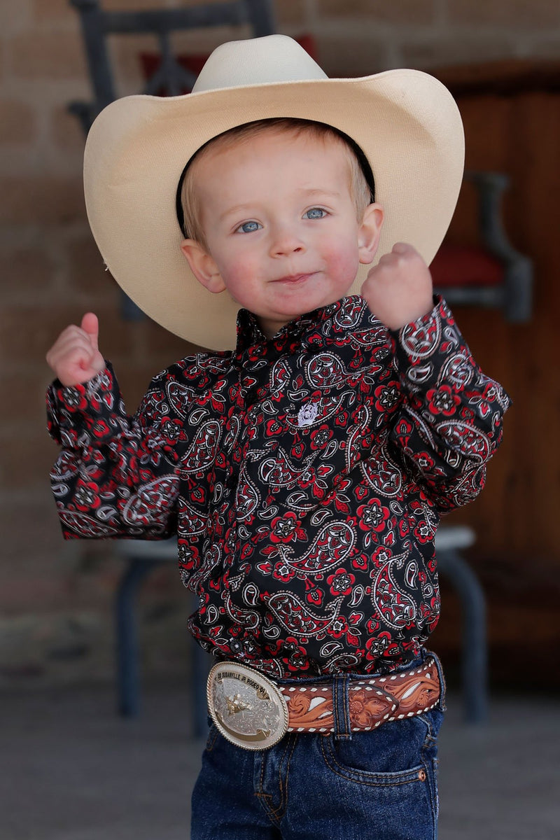 Cinch Baby & Toddler Boy's Classic Fit Long Sleeve Black Paisley Button Down Western Shirt