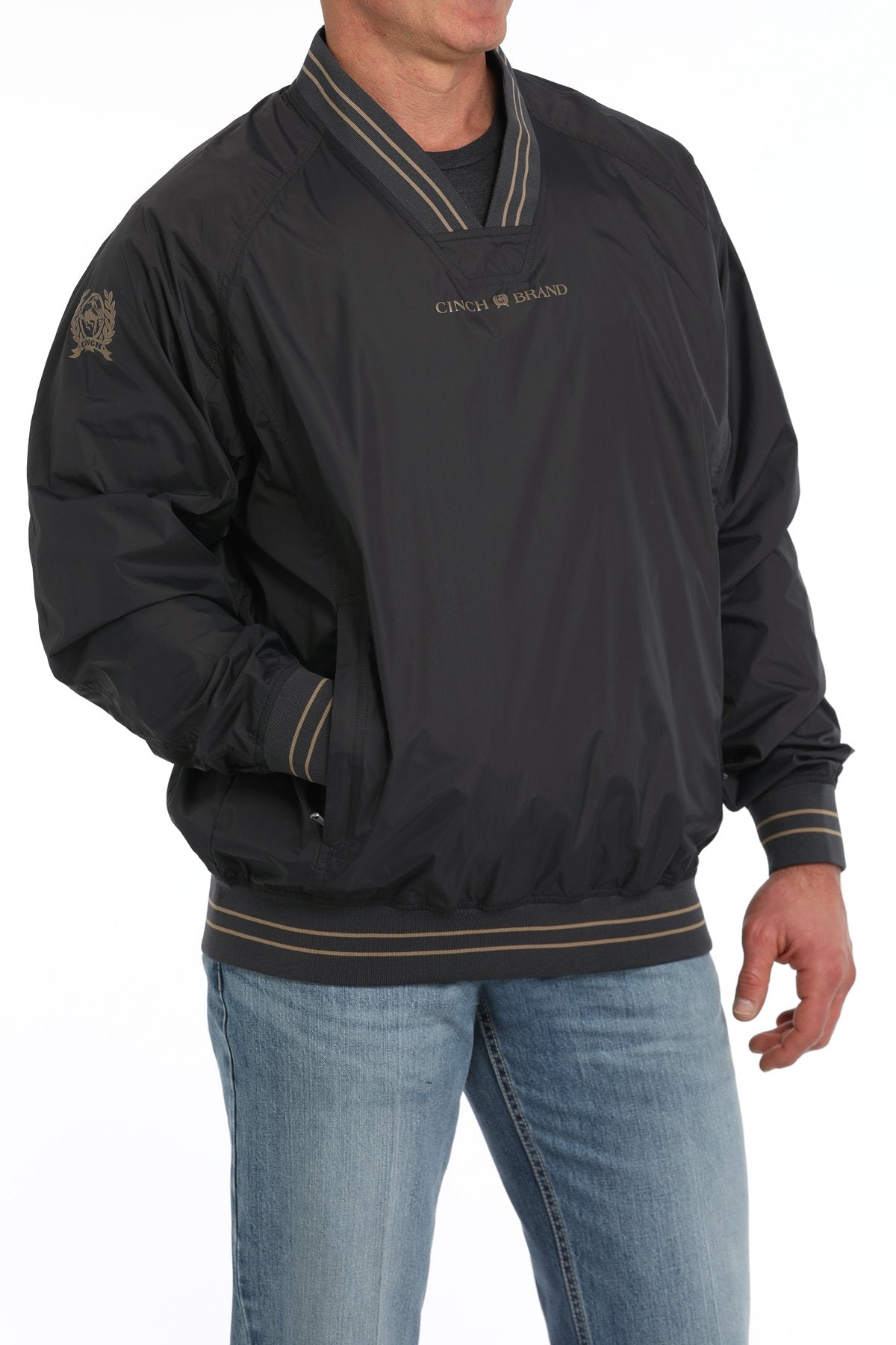 Cinch Men's Vintage Nylon Pullover Windbreaker in Charcoal