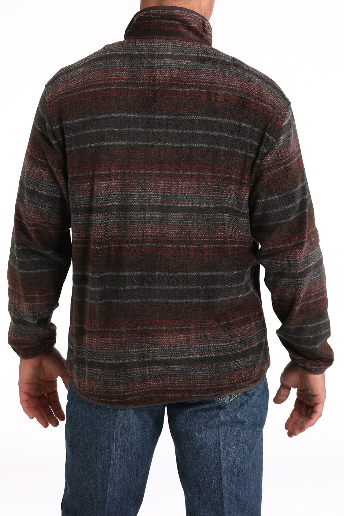 Cinch Men's Serape Stripe Quarter Snap Fleece Pullover in Brown