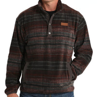 Cinch Men's Serape Stripe Quarter Snap Fleece Pullover in Brown