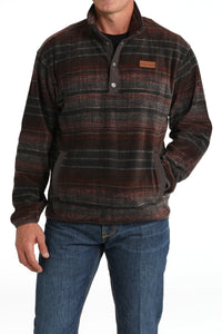 Cinch Men's Serape Stripe Quarter Snap Fleece Pullover in Brown