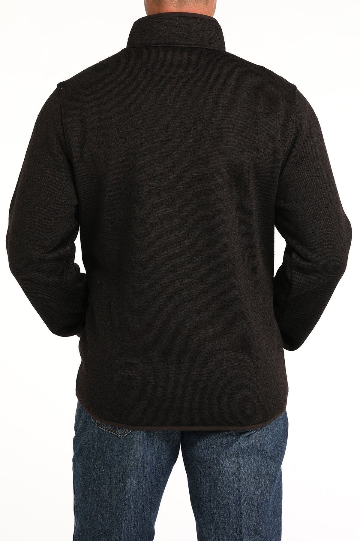 Cinch Men's Logo Quarter Snap Pullover Sweater in Brown