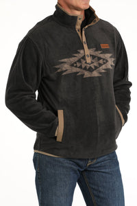 Cinch Men's Aztec Quarter Snap Fleece Pullover in Charcoal