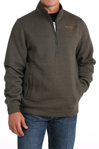 Cinch Men's Logo Half Zip Pullover in Brown