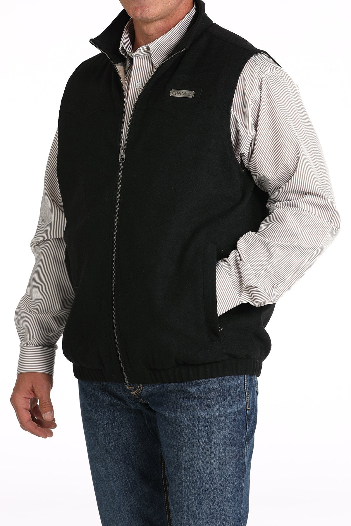 Cinch Men's Wooly Southwest Concealed Carry Western Vest in Black