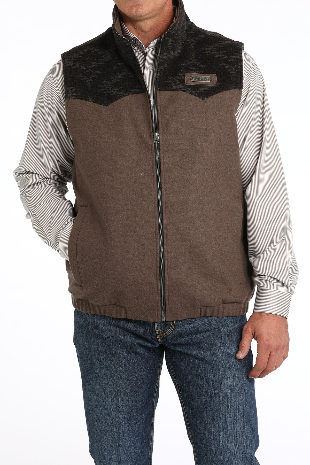 Cinch Men's Wooly Southwest Concealed Carry Western Vest in Brown