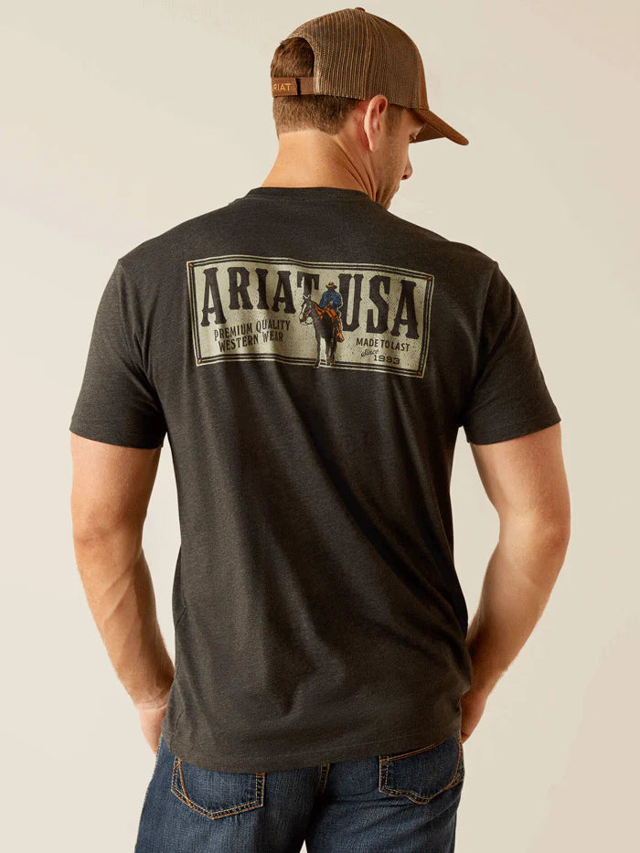 Ariat Men's Rider Label T-Shirt in Charcoal Heather