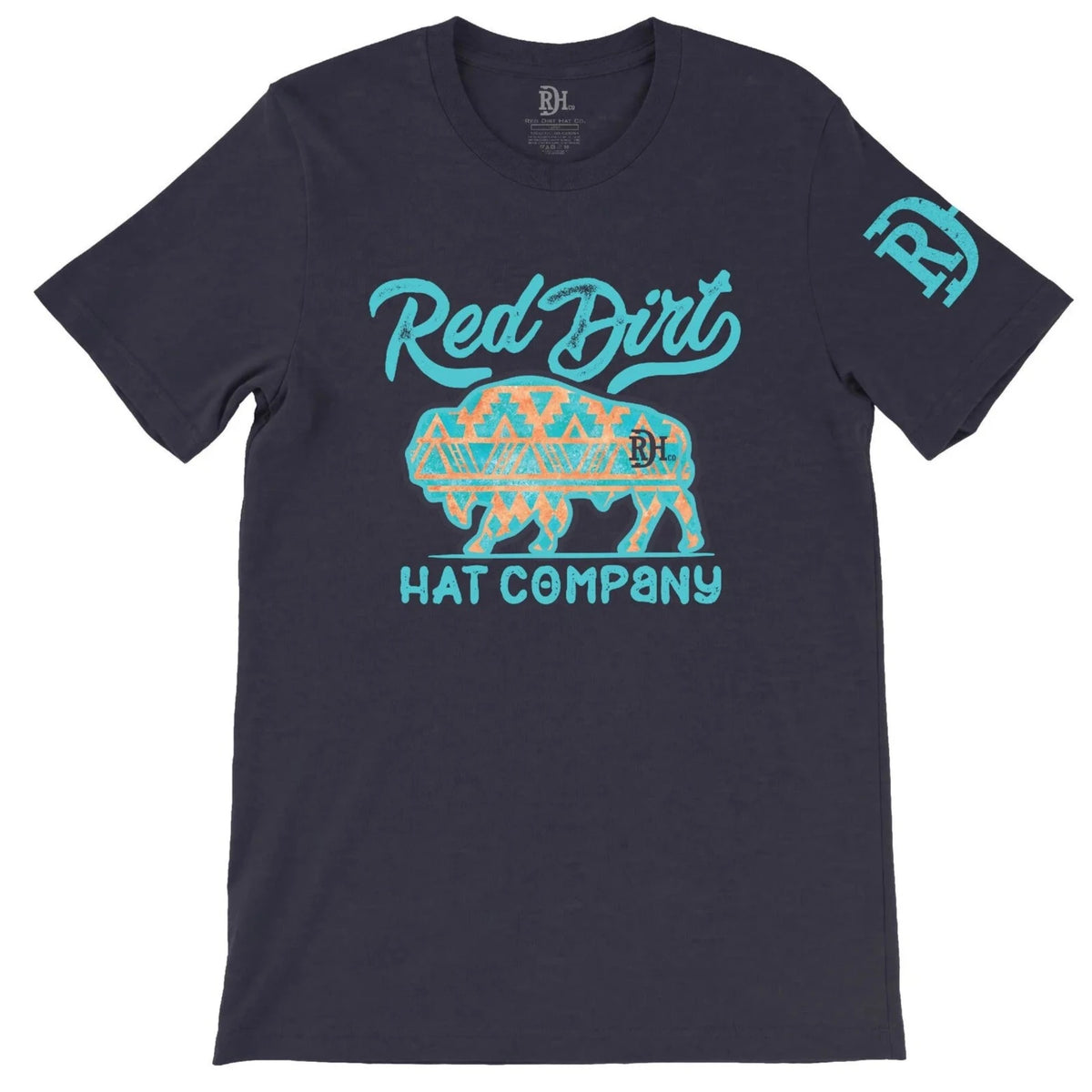 Red Dirt Hat Co. "Aztec Bison" T-Shirt in Navy Blue