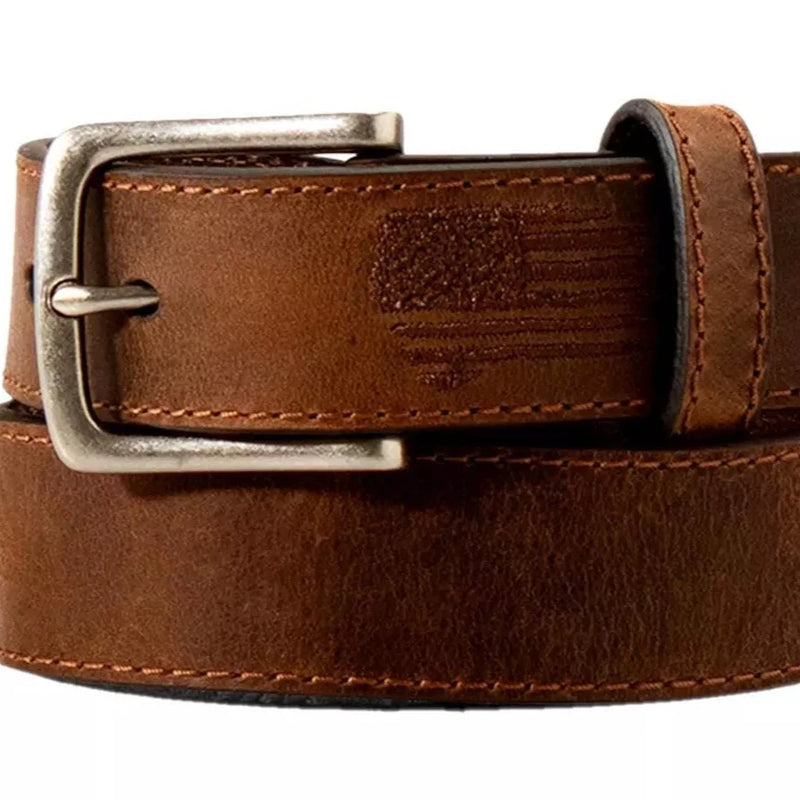 Ariat Boy's Stitched American Flag Brown Leather Belt