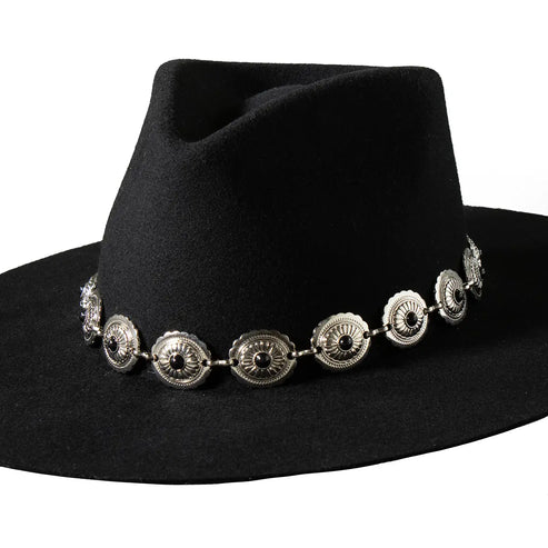 3D Belt Co. Silver Onyx Stone Concho Chain Hat Band