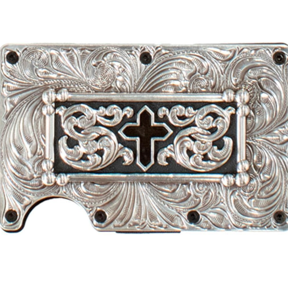 3-D RFID Block Cross Utility Wallet in Silver