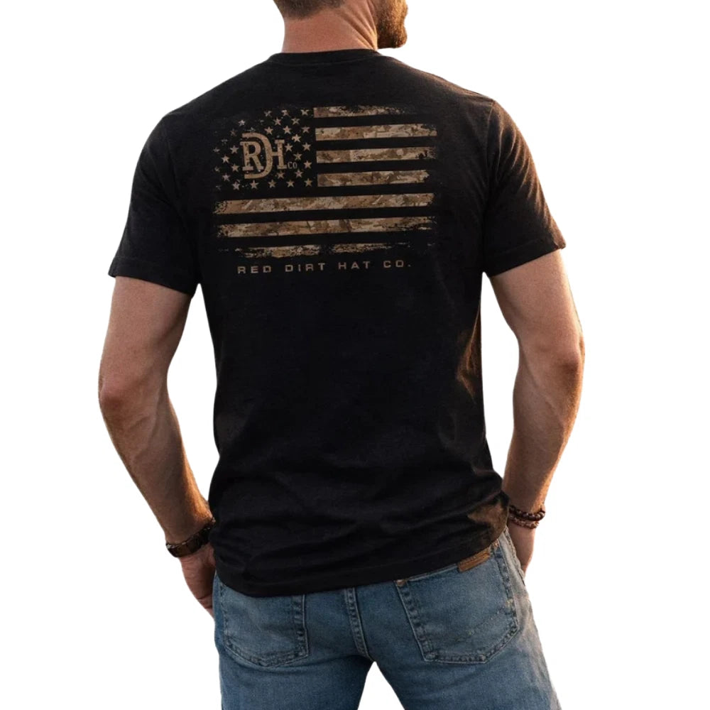 Red Dirt Hat Co. "Old Glory" Men's Graphic T-Shirt in Black