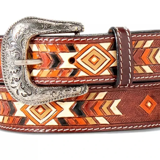 Ariat Women's Hand Tooled Southwest Painted Leather Belt