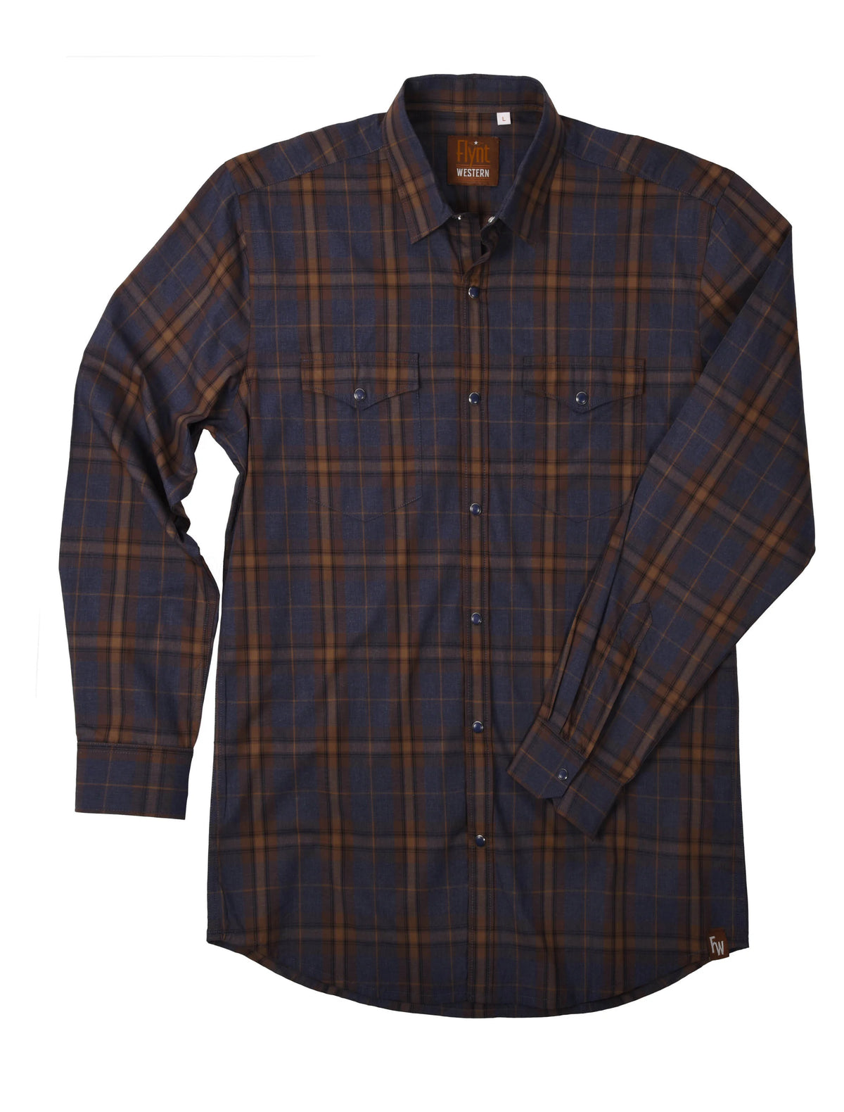 Flynt Western Men's Amistad Western Pearl Snap Shirt in Dark Blue Plaid