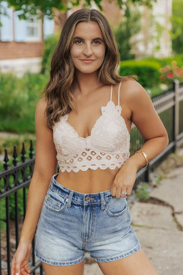 Double Strap Scalloped Lace Bralette (3 Colors Available)