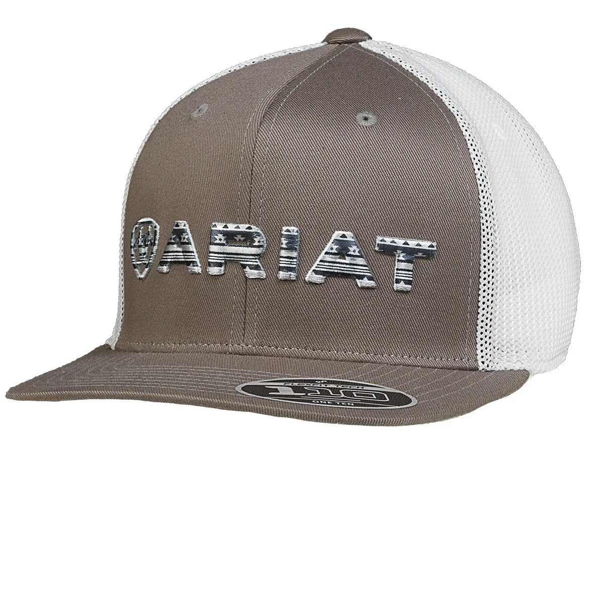 Ariat Men's Southwest Embossed Logo Trucker Cap in Grey/White