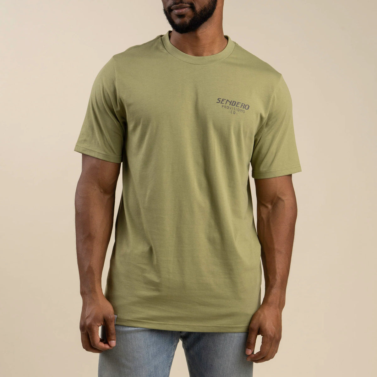 Sendero Provisions Co. Men's "Triceratops" Graphic T-Shirt in Sage