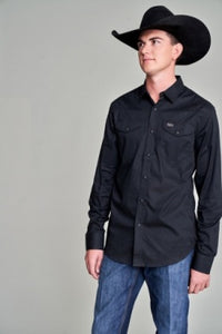 Kimes Ranch Men's Blackout Long Sleeve Black Button Down Shirt