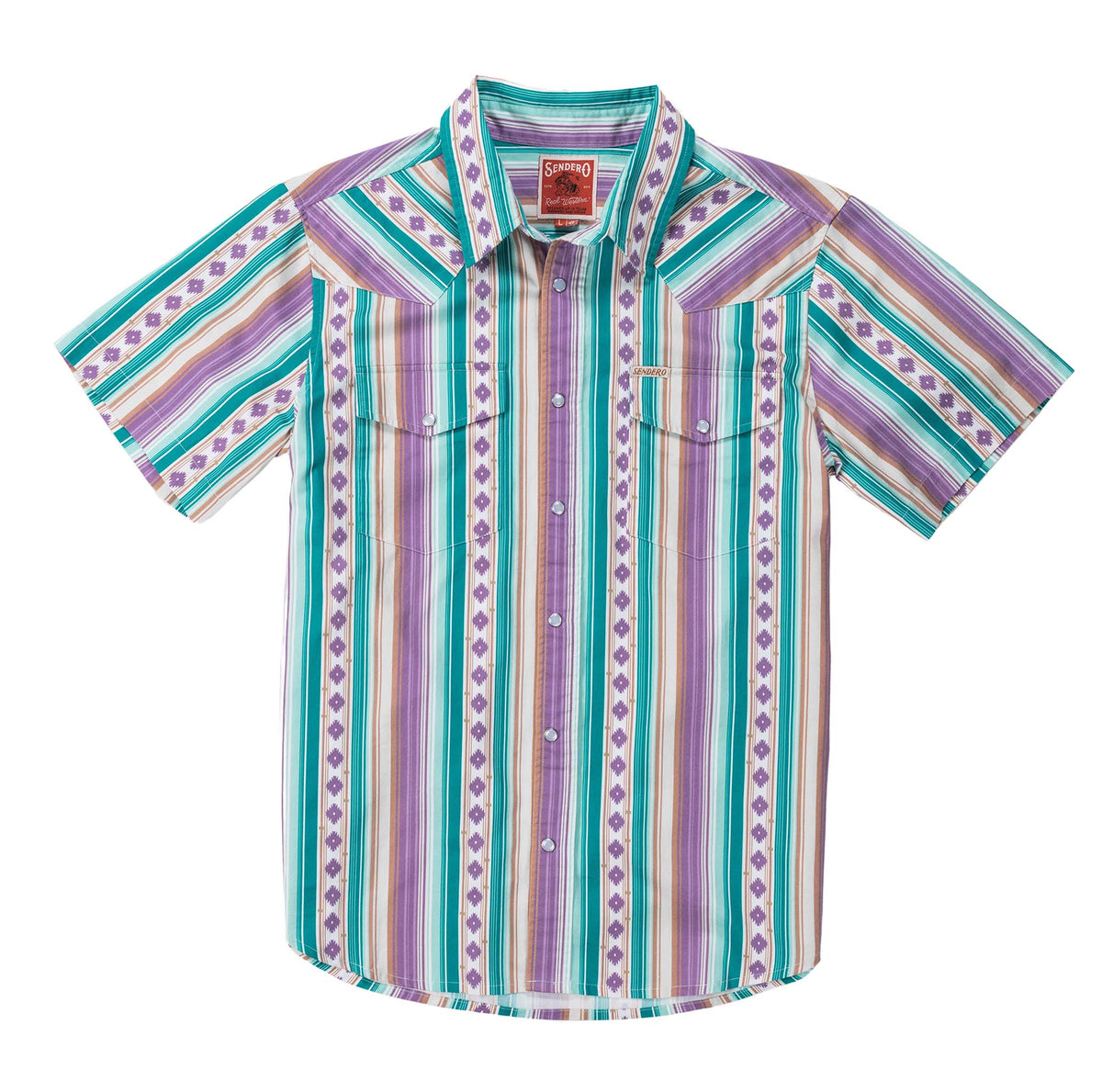 Sendero Provisions Co. Men's S/S Serape Pearl Snap Shirt in Spring Sage