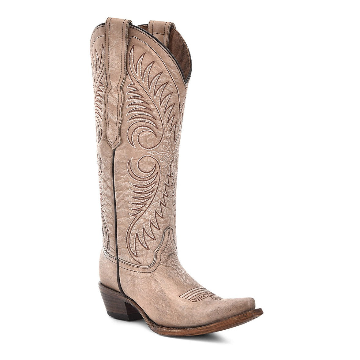 Circle G Women's Sand Cowhide Embroidered Snip Toe Western Boot