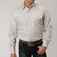 Roper Men's Grey Striped Western Snap Shirt