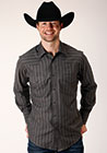 Roper Men's Charcoal Dobby Stripe Snap Western Shirt
