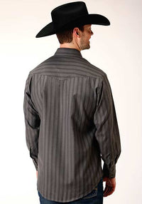Roper Men's Charcoal Dobby Stripe Snap Western Shirt