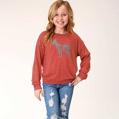 Roper Girl's Long Sleeve The Goat Tee