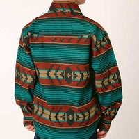 Roper Boy's Aztec Horizontal Stripe Snap Western Shirt