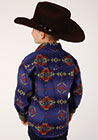 Roper Boy's Night Aztec Print Pearl Snap Long Sleeve Shirt