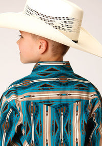 Roper Boy's Aztec Stripe Snap Shirt