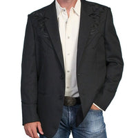 Scully Men's Black Western Blazer with Black Tonal Embroidery
