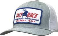 Fast Back Men's Embroidered Logo Patch Trucker Cap in Grey/White
