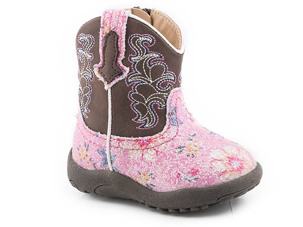 Roper Cowbabies Glitter Flower Boots- Pink