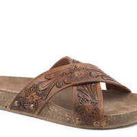 Roper Women's Delaney Tooled Leather Sandal