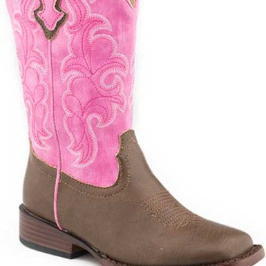 GIRLS TODDLER YOUTH rose western square toe leather cowboy boots