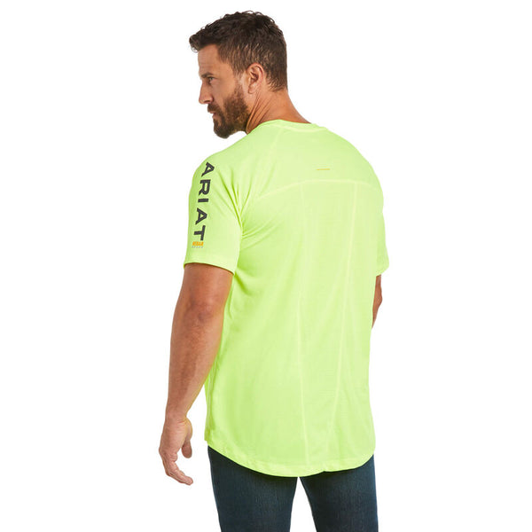 Ariat Men's Rebar Heat Fighter Staple T-Shirt in Neon Yellow
