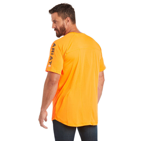 Ariat Men's Rebar Heat Fighter Staple T-Shirt in Neon Orange