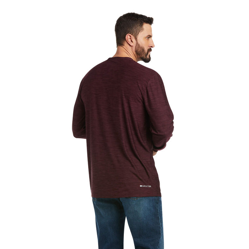Ariat Men's Charger Logo Long Sleeve Shirt in Malbec Heather