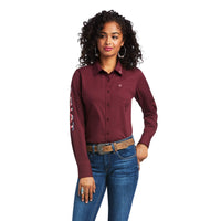 Ariat Women's Kirby Long Sleeve Dark Red Button Down Shirt (Regular and Plus Sizes)
