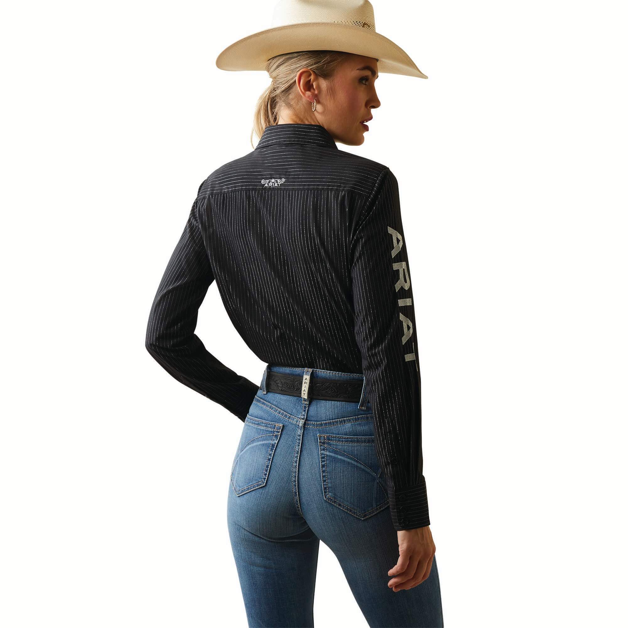 10040582 Ariat Women's Kirby Long Sleeve Stretch Button Shirt - ite  Bucking Bronc