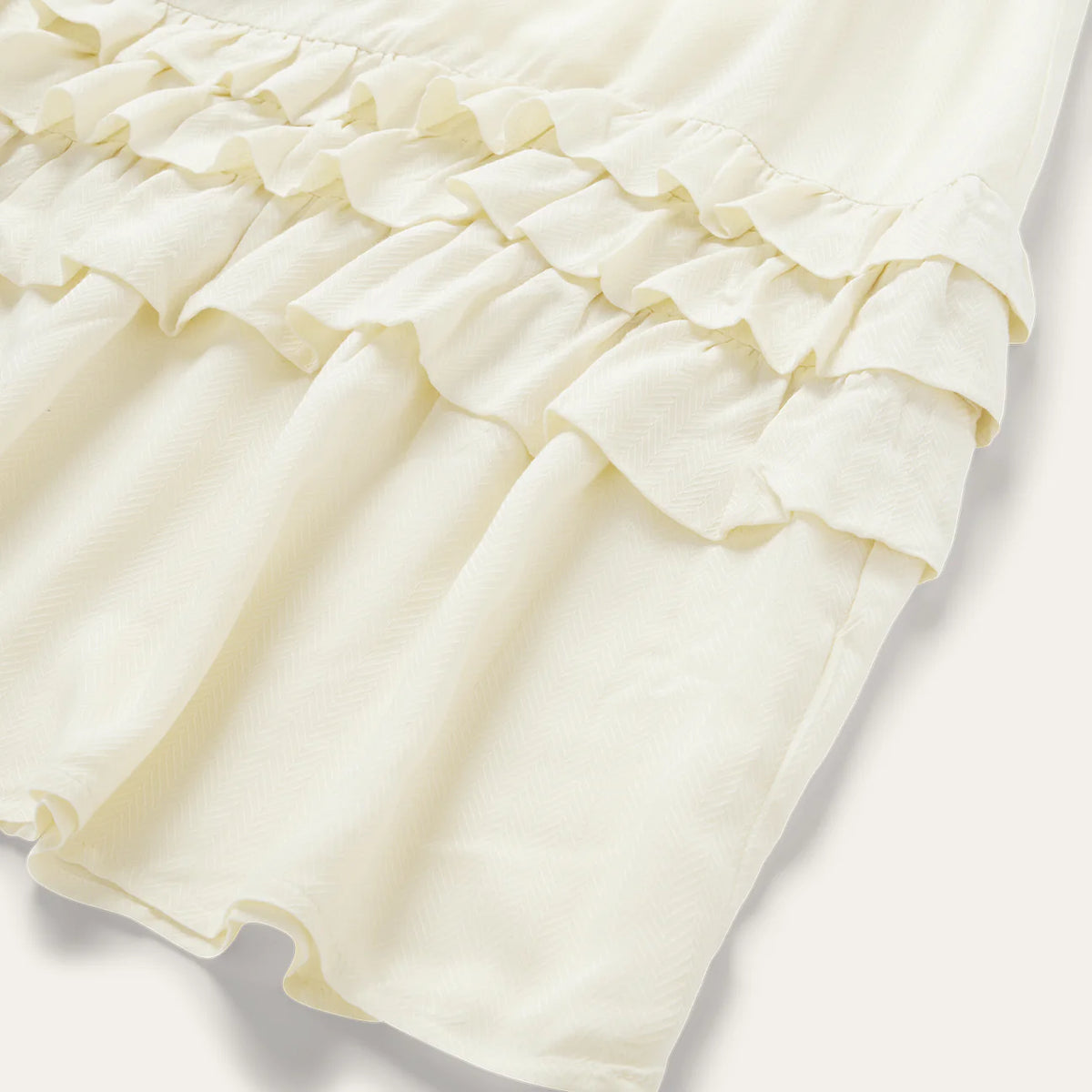 Stetson Women's Herringbone Flutter Ruffle Dress in Cream