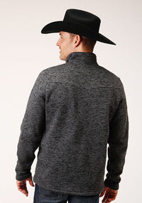 Stetson Men's Quarter Button Pullover Knit Sweater- Grey